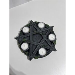 Wiccan Pentagram Tea Light Holder Gothic Witch Candle Witch Craft Celestial